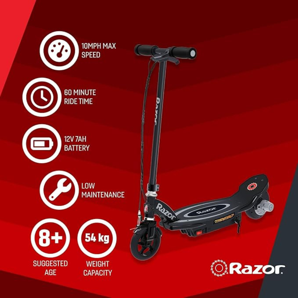 Monopattino Elettrico Razor Power Core E90 – Per Bambini e Ragazzi, 80 Min di Autonomia