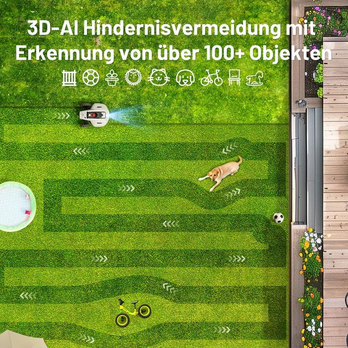 MAMMOTION YUKA 2000 Mähroboter mit Kehrmaschinen-Kit